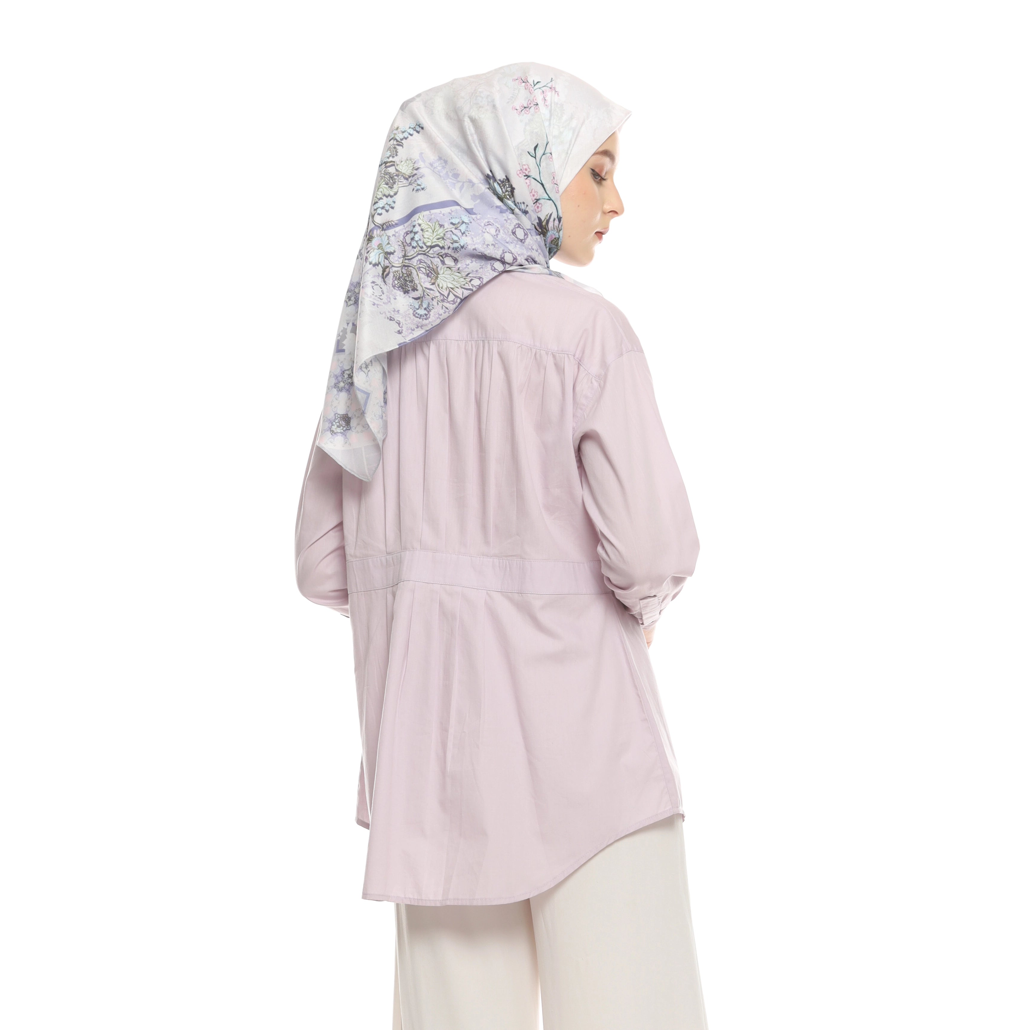 Lilac Shirt with Belt Accent on Pleats