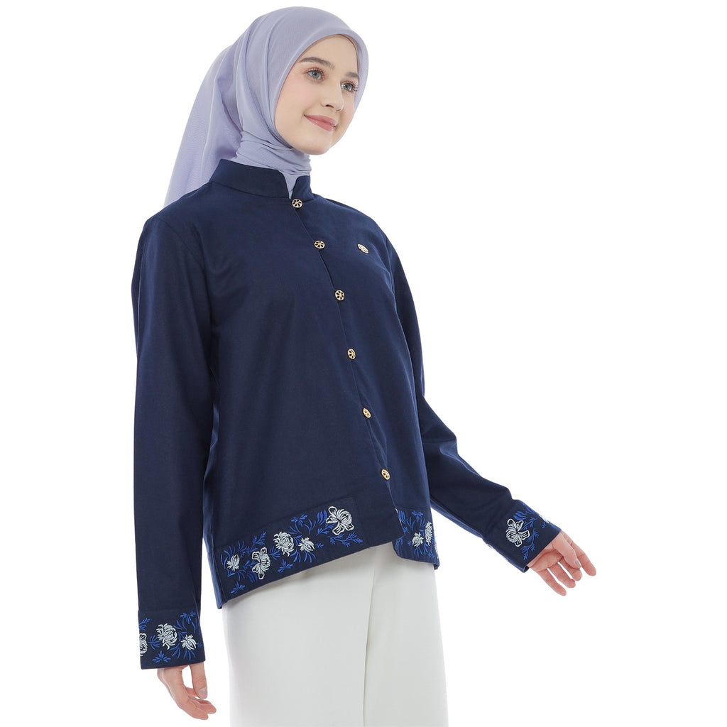 Embroidery Blouse - Navy