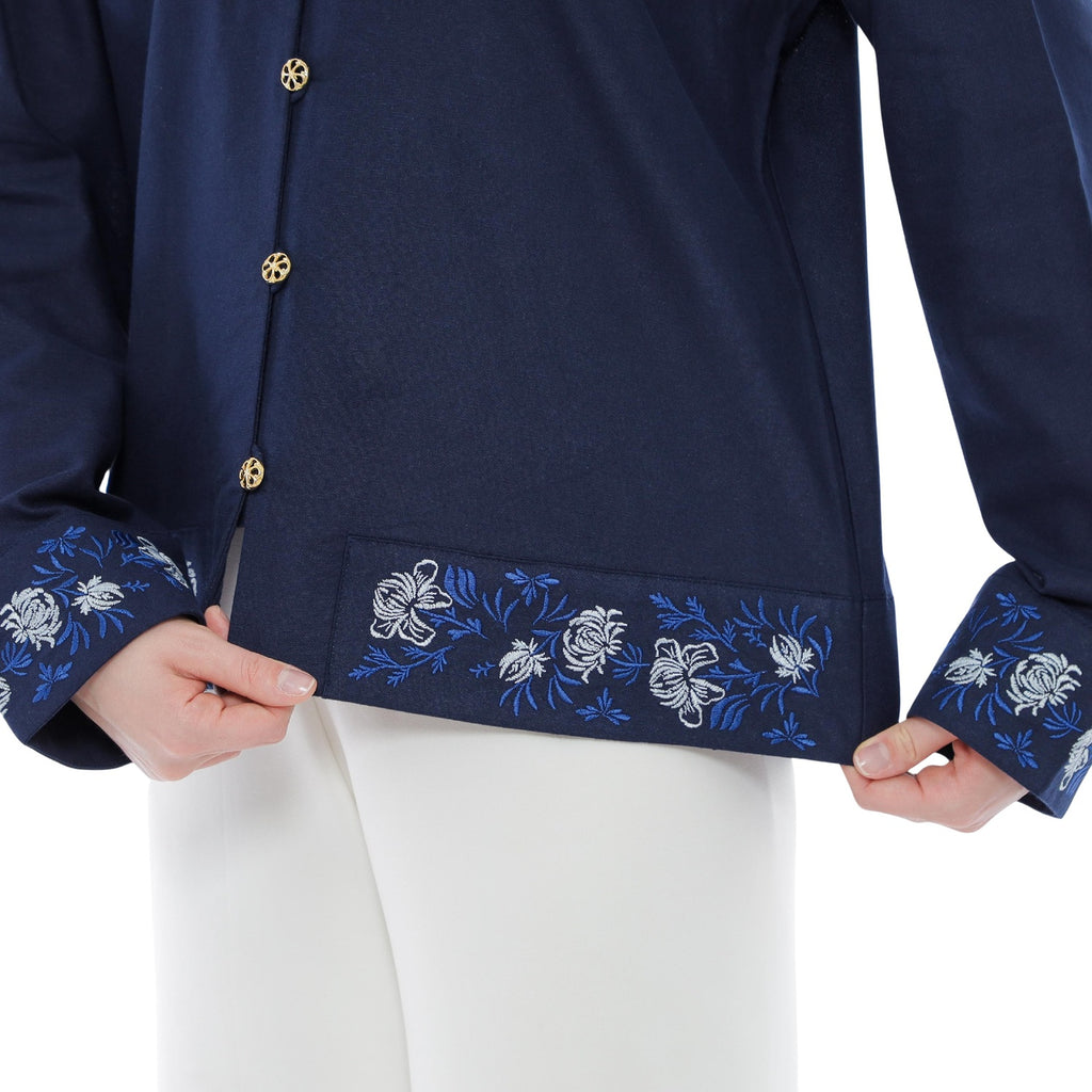 Embroidery Blouse - Navy
