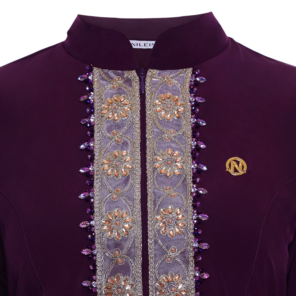 Peplum Long Dress in Premium Crepe - Violet