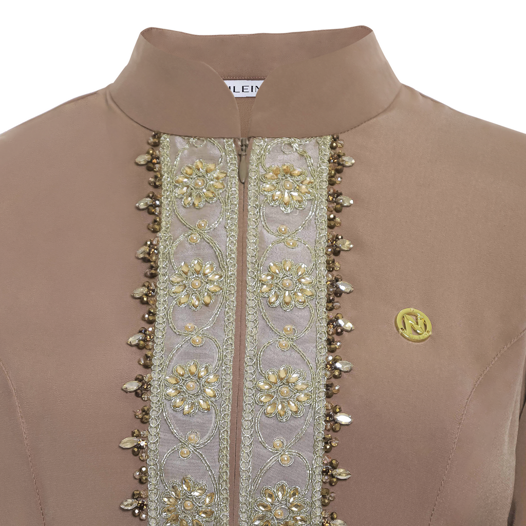 Peplum Long Dress in Premium Crepe - Mocca