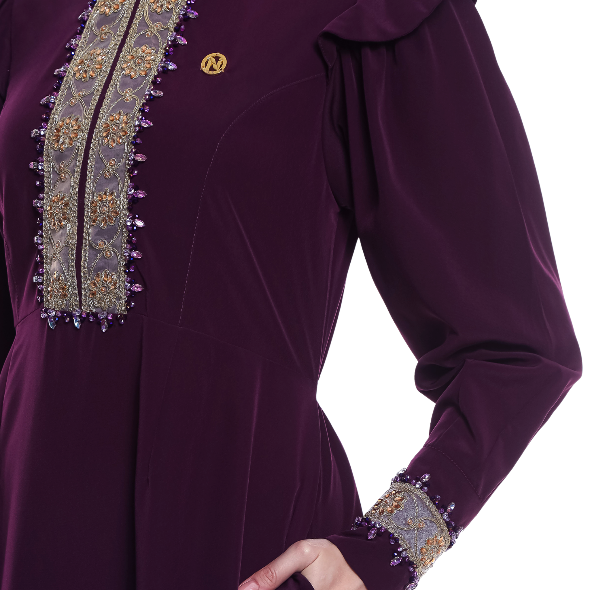 Peplum Long Dress in Premium Crepe - Violet