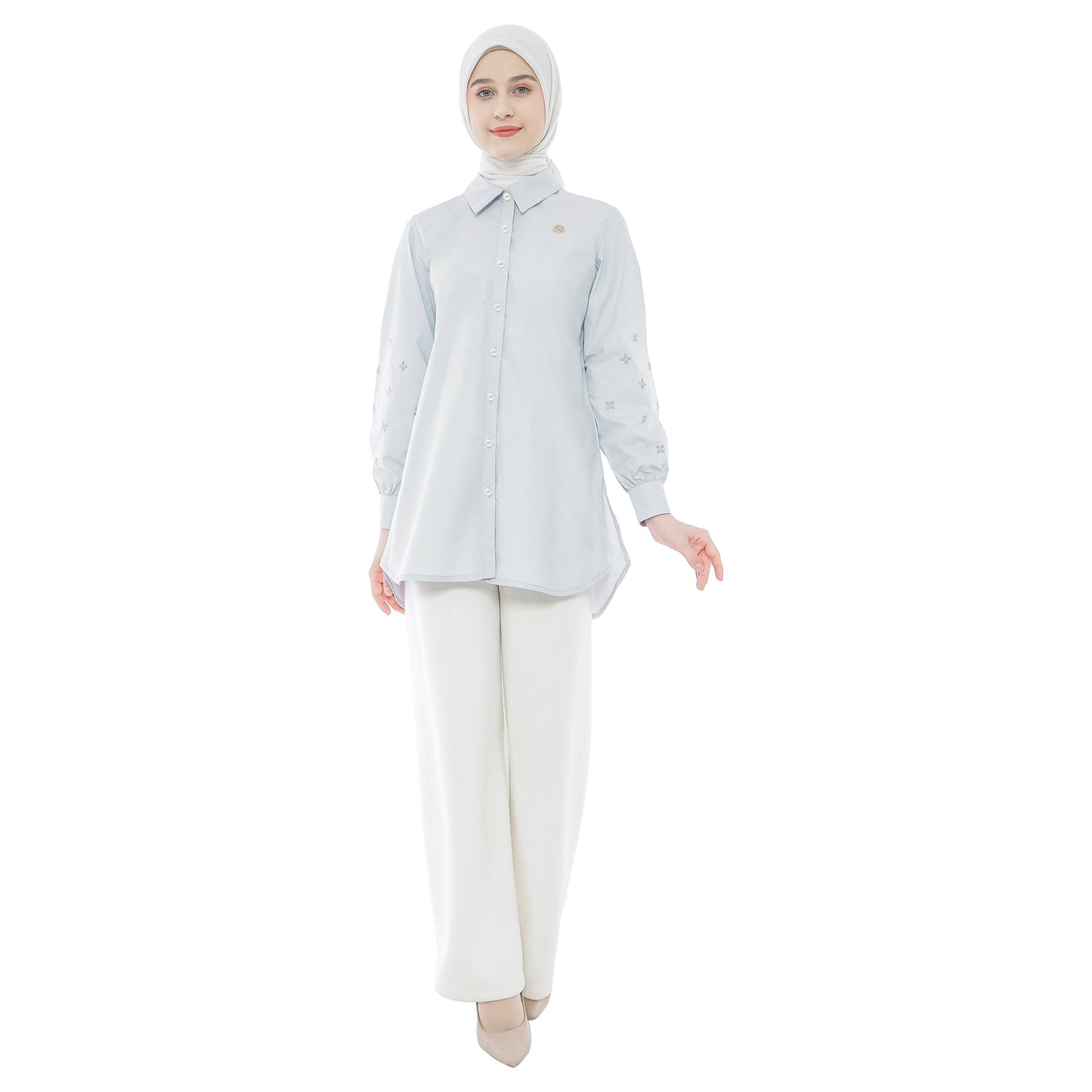 Embroidery Tunic - Soft Grey