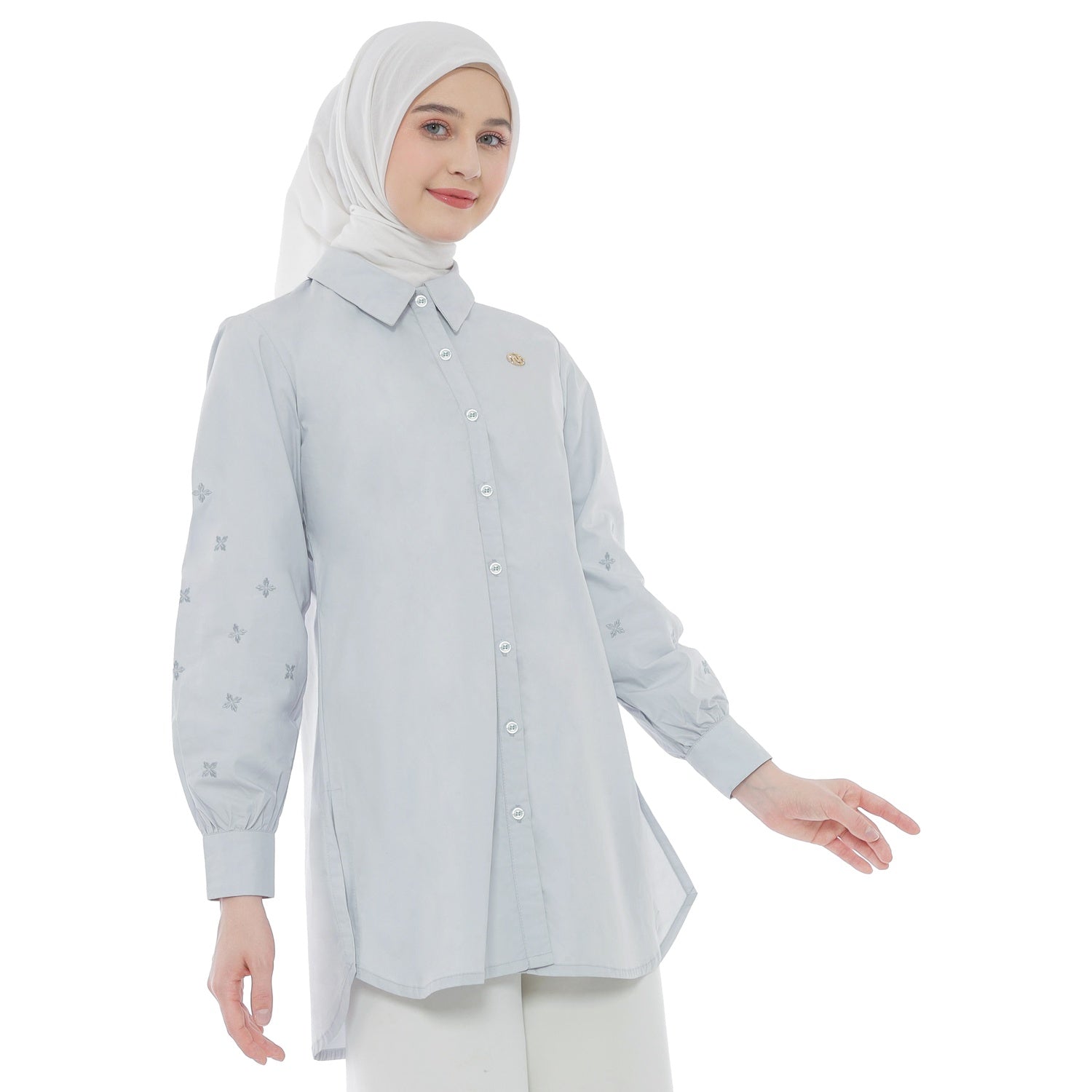 Embroidery Tunic - Soft Grey