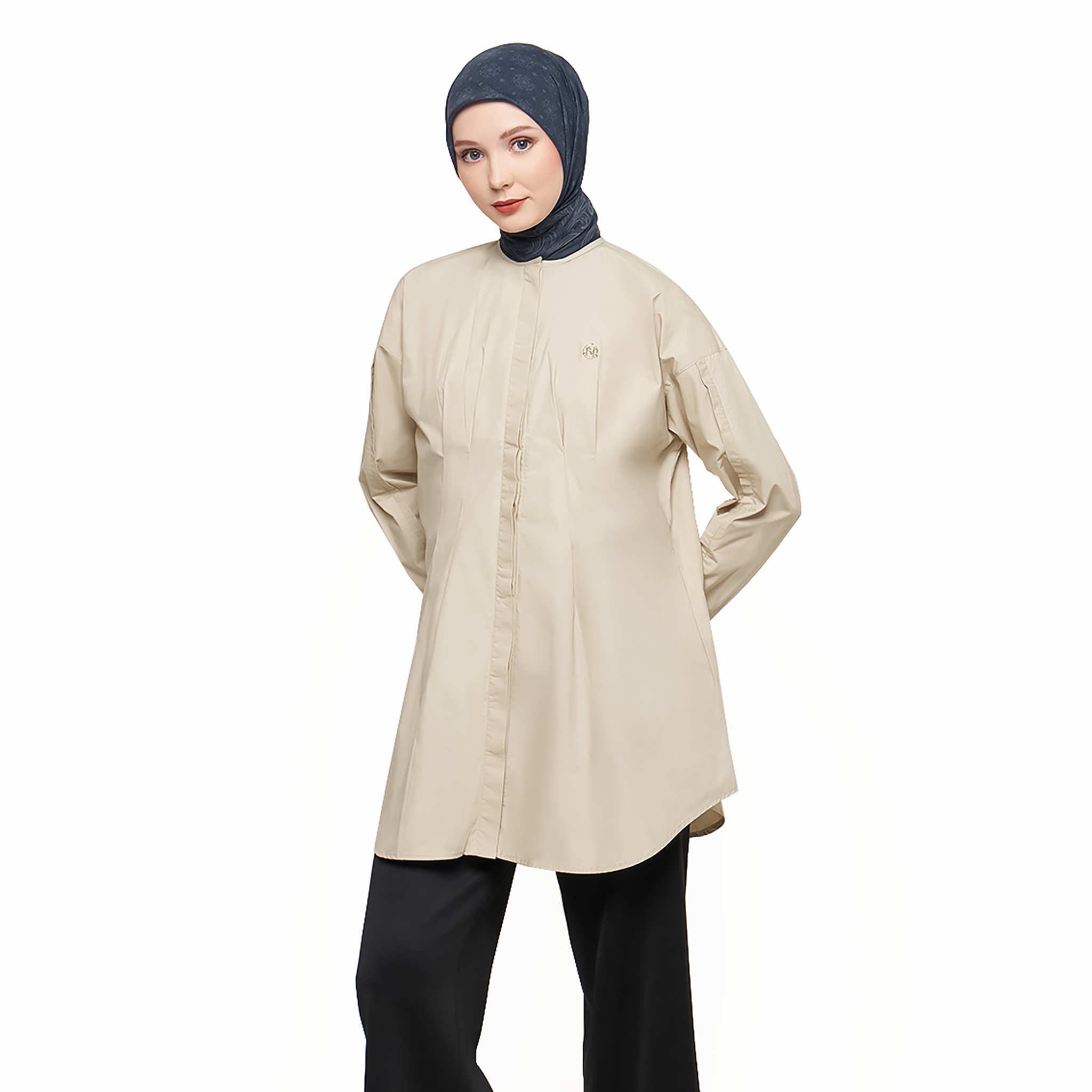 Cream Top with Body Pleats